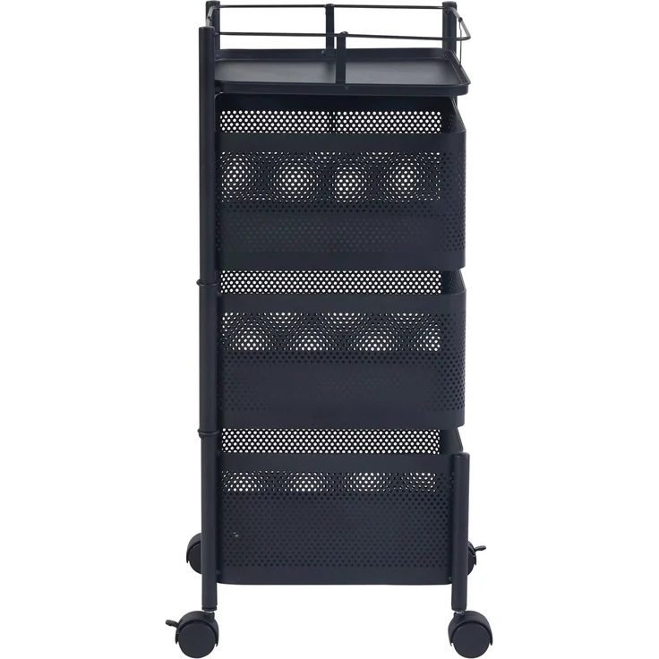 Rollwagen Sunndal mit 3 Ebenen 64,5x27x27cm Schwarz [en. casa] – Bild 5