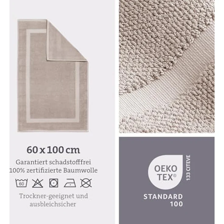 herzbach home Badematte Spa 50x80 cm, Baumwolle, Rechteckig, 1000g/m², Premium-Qualität, 100% Baumwolle, mit Bordüre – Bild 4