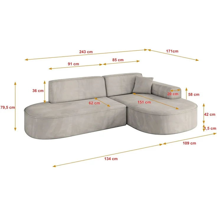 ALTDECOR Ecksofa MARI-L1, Sofa Praktische Bequeme Funktionsecke Couch L-Form Eckcouch, Corner Sofa L-Form Vielseitige Sofa Wohnlandschaft Wohnzimmer – Bild 3