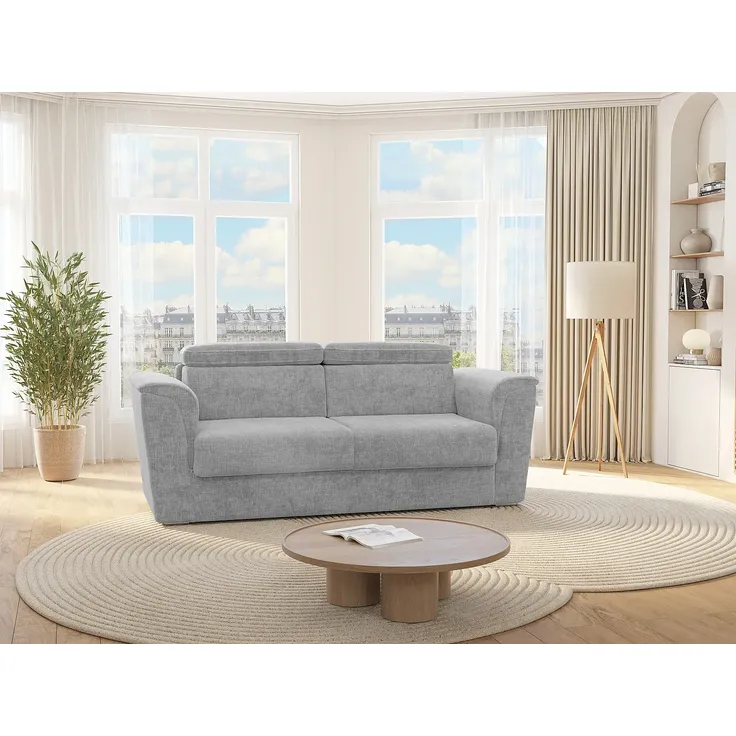 Vente-unique - RIZORA Sofa Stoff Grau - B 223 cm96 cm x H 88 cm x L 210 cm