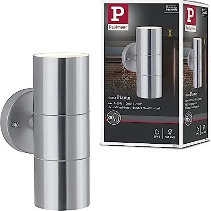 Paulmann No. 94331 Outdoor Wandleuchte Flame IP44 GU10 Edelstahl gebürstet