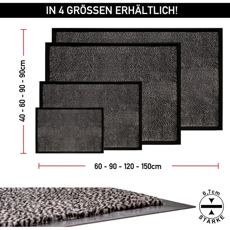 Schmutzfangmatte waschbare & leistungsstarke Fußmatte Sauberlaufmatte mit Rutschfester Rückseite Türmatte 40x60cm Beige-Schwarz – Bild 3