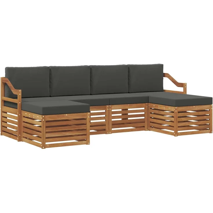 vidaXL Outdoor-Sofagarnitur 6 stk. 6-Sitzer Natur und Anthrazit 3384693 – Bild 1
