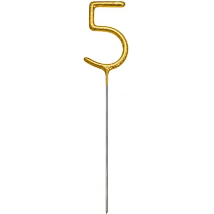 partydeco Tortenstecker, Wunderkerze Geburtstag 15cm Zahl 0 Gold 1 Stück