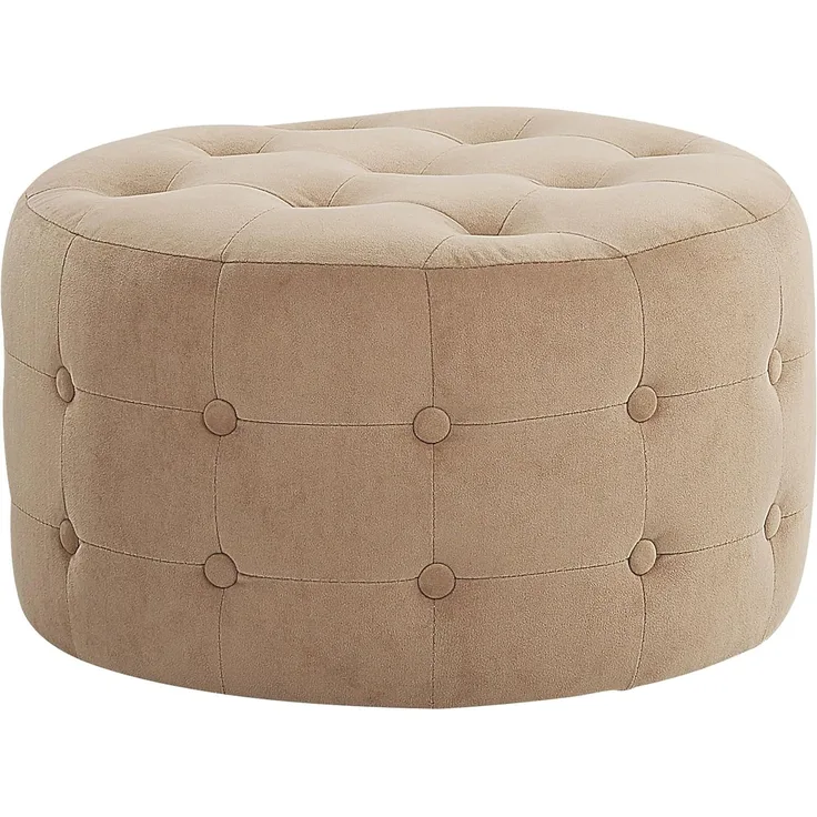 Beliani 'TAMPA' Pouf, Samtstoff Beige, 55 x 55 x 30 cm