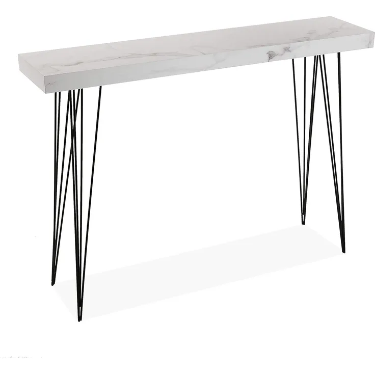 Versa Carole Schmales Möbelstück für den Eingangsbereich oder Flur, Moderner Konsolentisch, Maßnahmen (H x L x B) 80 x 25 x 110 cm, Holz und Metall, Farbe: Grau und Weiß