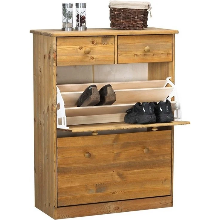 ebuy24 Schuhschrank Nelly Schuhschrank 2 Klaptüren 2 Schubladen Kiefer – Bild 2