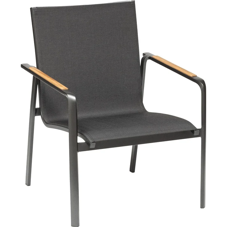 KETTLER DIAMOND Lounge Sessel Outdoorgewebe anthrazit Teak – Bild 1