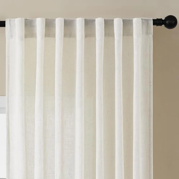 Joydeco Lichtfilternde Vorhänge, 160 cm Länge, für Schlafzimmer, Leinen-Vorhänge, 160 cm Länge, 2 Paneele für Wohnzimmer, weiß, halbtransparente Vorhänge, 160 cm lang, mit Stangentaschen – Bild 4