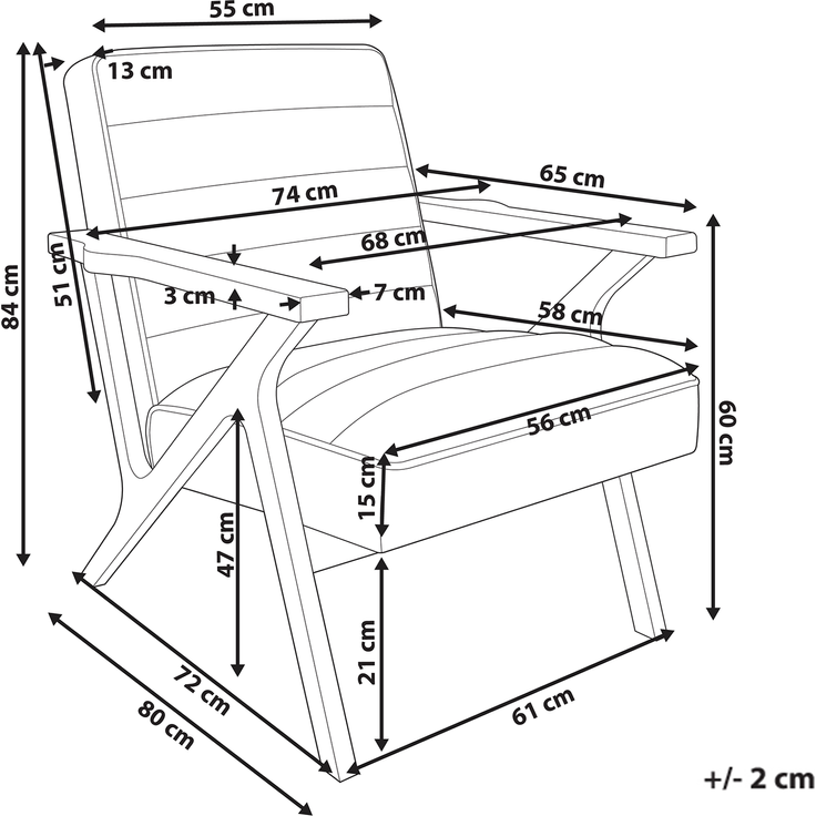 Sessel KISA Samtstoff Cremeweiß – Bild 2