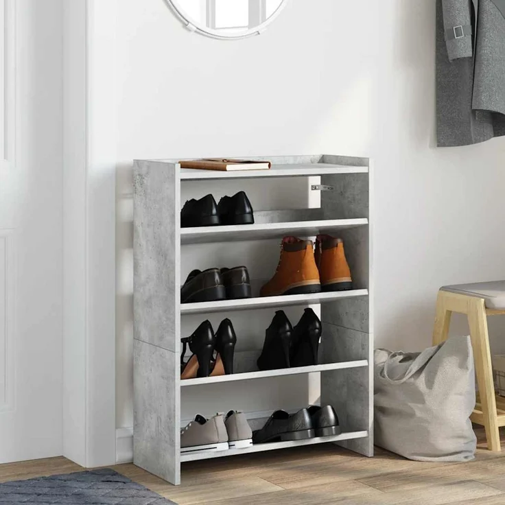 vidaXL Schuhregal Betongrau 60x25x81 cm Holzwerkstoff 859881 – Bild 2