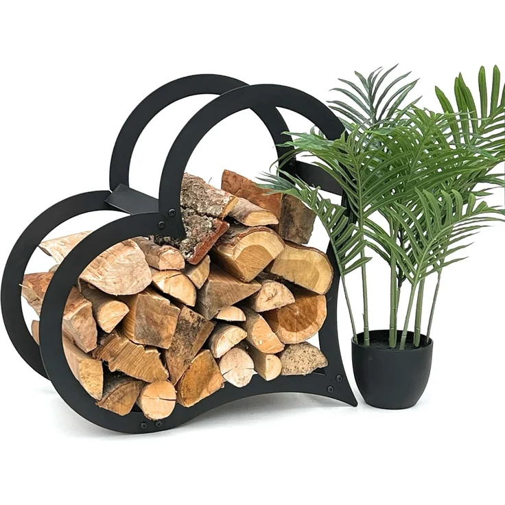 DanDiBo Kaminholzregal Innen Metall Schwarz Stehend Herz 52 cm Kaminholzständer 96469 Kaminholzhalter Brennholzregal Feuerholzregal – Bild 1