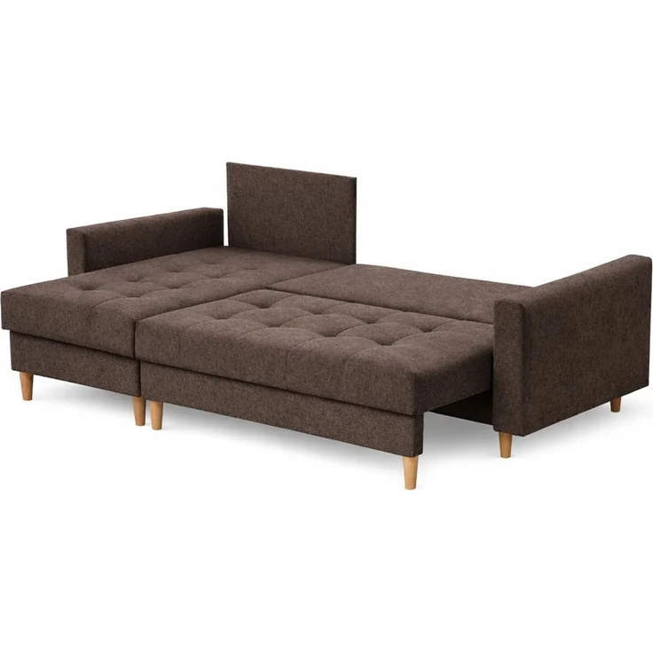 KRISAN MÖBEL Ecksofa ARCTIC in Braun Stoff MALMO 222 x 90 x 140 cm Modernes Schlafsofa mit Bettfunktion und Bettkasten – Bild 2