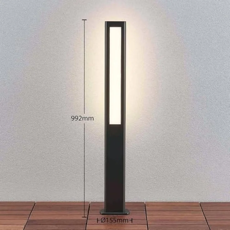 Lucande LED Pollerleuchte Mhairi, LED-Leuchtmittel fest verbaut, warmweiß, Modern, Aluminium-Druckguss, Acryl, anthrazit, weiß, 2 flammig, inkl. – Bild 5