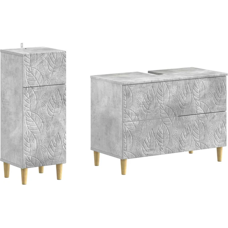 vidaXL 2-teiliges Badezimmer Schrank Set DELFT Betongrau Holzwerkstoff 3417705 – Bild 2
