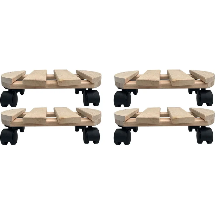 4x Rolluntersetzer rund Pflanzenroller 30x30 cm - max. 120 kg Traglast - aus Buchenholz - Stabil & robust - Für Pflanztöpfe, Möbel & schwere Gegenstände – Bild 2