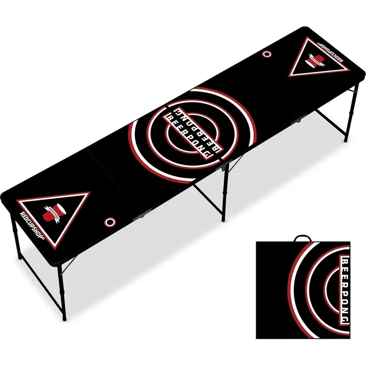 RedCupShop® 'RedCupShop' Bierpong Tisch, ohne Zubehör, klappbar, tragbar, wasserabweisend, & kratzfest, Aluminium / MDF, 240 x 60 x 70 cm