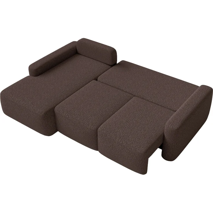 Selsey 'Carnos Mini' Ecksofa mit Schlaffunktion, Ottomane links, Chenille Braun – Bild 4