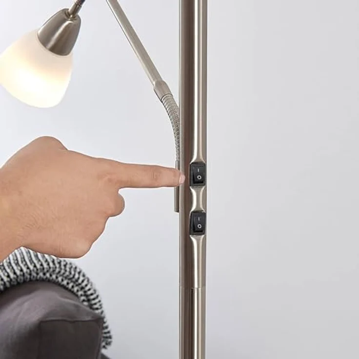 Lindby Stehlampe Jost, LED, Metall, Alu IP20, 1 x 15 W LED E27 + 1 x 8 W LED E14 – Bild 8