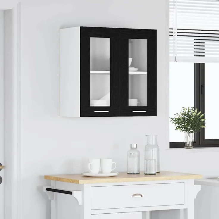 vidaXL Hängeschrank Schwarz Eichen-Optik 60 x 31 x 60 cm Holzwerkstoff 863152 – Bild 4