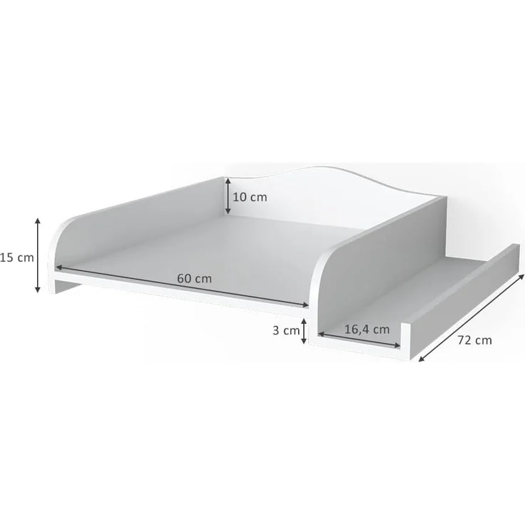 Wickelaufsatz Weiß 83.2 x 72 cm auf Waschmaschine Vicco – Bild 3
