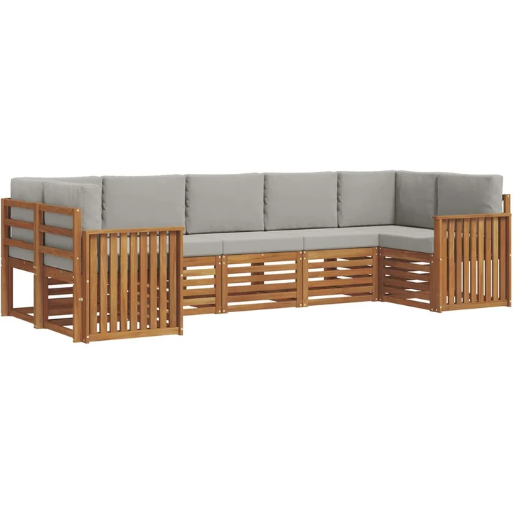 vidaXL Outdoor-Sofagarnitur 7 stk. 7-Sitzer Natur und Hellgrau 3375406 – Bild 2