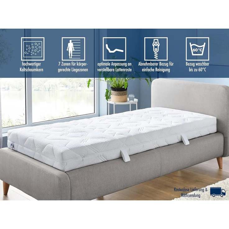 Irisette Lotus 7-Zonen Kaltschaummatratze, Härtegrad 3, 100x210 cm, Öko-Tex zertifiziert, produziert nach deutschem Qualitätsstandard – Bild 6