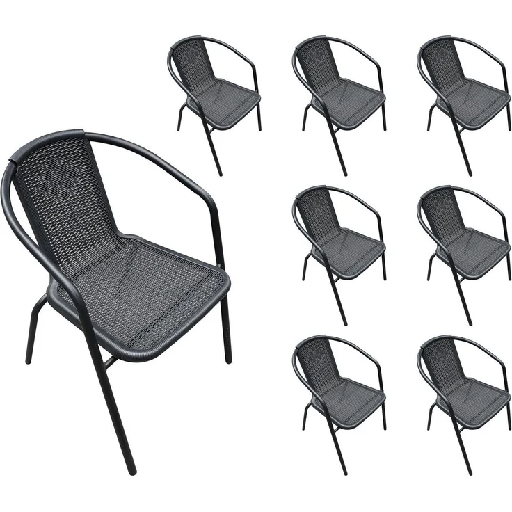 LC Garden Stapelstuhl Garvista 8er Set Stapelstuhl 56x62x72cm schwarz