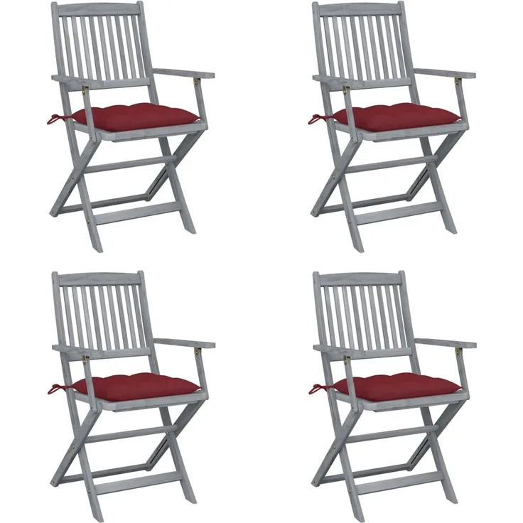 vidaXL Klappbare Gartenstühle 4 Stk. mit Kissen Massivholz Akazie 3064533