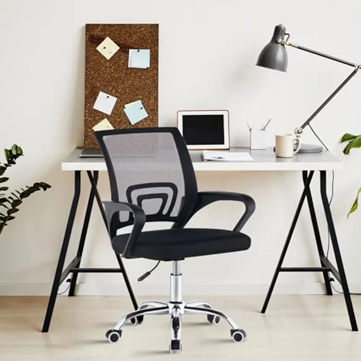 TUKAILAI Bürostuhl Ergonomisch, Schreibtischstuhl aus Netzstoff, Chefsessel mit Lendenwirbelstütze, Armlehne, Höhenverstellbar, 360° Drehbar, Computerstuhl Arbeitsstuhl für Zuhause Büro, Schwarz – Bild 10