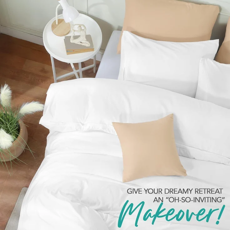 Utopia Bedding Bettbezug-Set mit Kissenbezügen – 3-teiliges Bettwäsche-Set mit Reißverschluss – 1 Bettbezug mit 2 Kissenbezügen – weich gebürstete Mikrofaser (Queensize, Weiß) – Bild 4