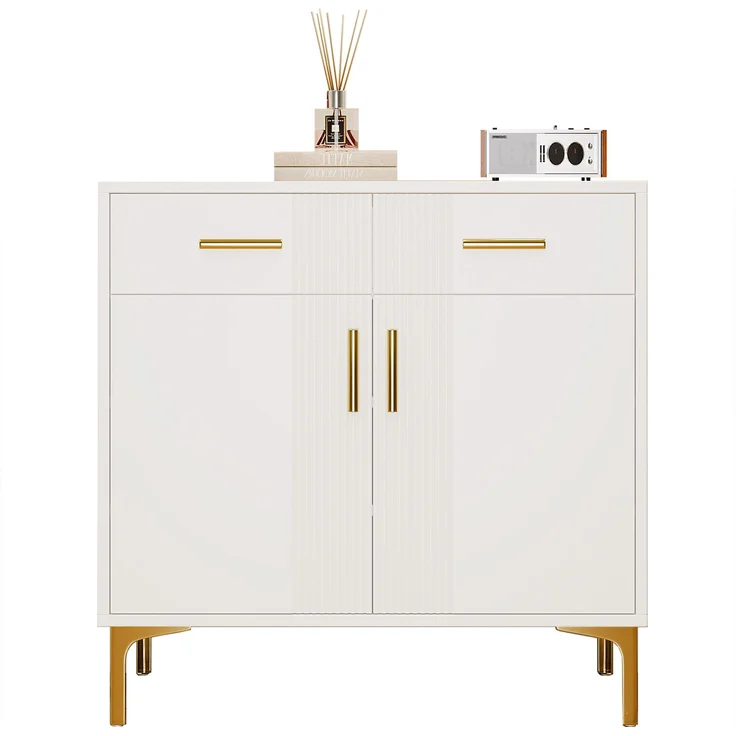 Moderner Schuhschrank mit Schubladen Landhausstil Weiß 80cm Breite Stauraum für Flur und Diele Garderobe Schuhkommode Schuhregal mit Türen und Schubladen für bis zu 20 Paar Schuhe mit Kippsicherung, 79.5cmx35cmx80cm, Weiß – Bild 5