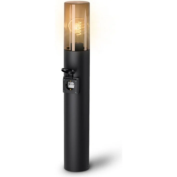 SSC-LUXon LED Gartenstrahler VARDA Wegeleuchte mit Steckdose LED Birne E27 Retro extra warmweiß 3W, Extra Warmweiß – Bild 3