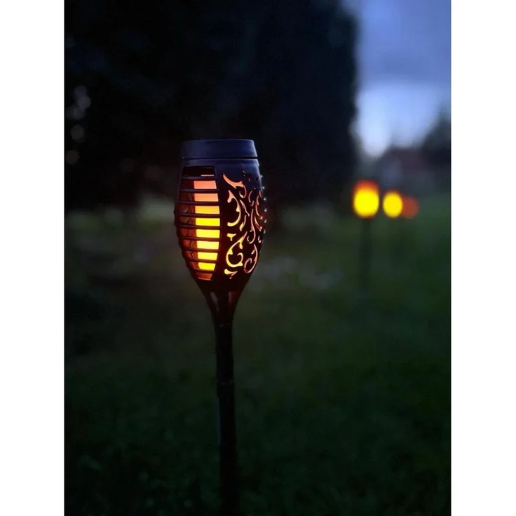 Gardlov LED Solarleuchte LED Solarleuchte LED Solar Gartenleuchten Flammeneffekt 4er Set Deko, LED, warmweiß, Wetterfeste IP44 Solar Gartenfackeln mit Dämmerungssensor 4 flammig – Bild 4