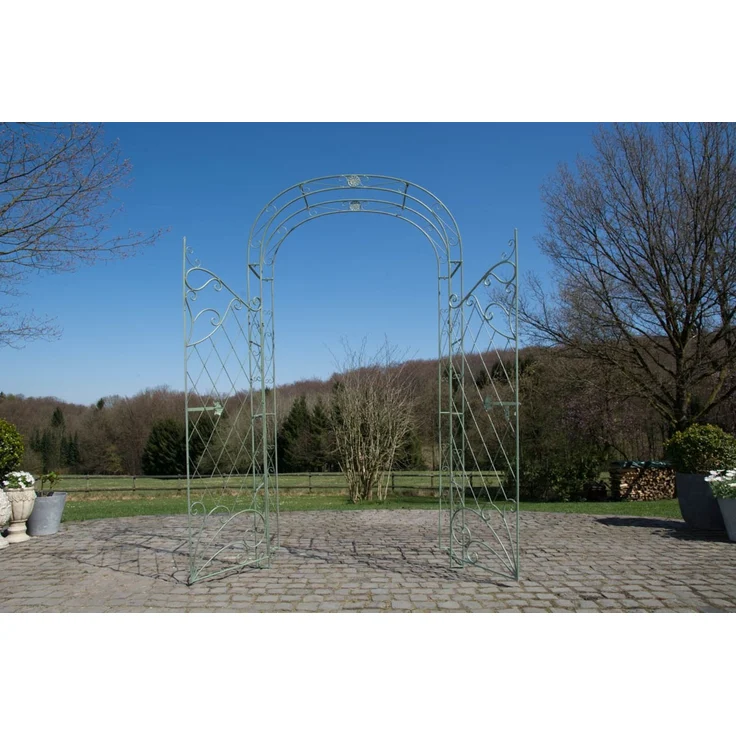 Rosenbogen MINDEN mit Tor - 120x40x220cm, Metall, Antik-Grün | Rankhilfe Rosen Rankgitter Gartendekoration – Bild 4