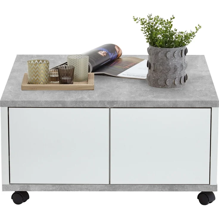Couchtisch >TWIN 1< in Beton LA-weiß Edelglanz - 70x36x70cm (BxHxT) – Bild 3