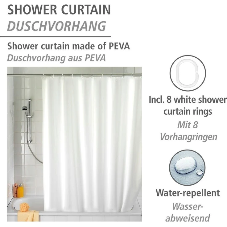 WENKO Duschvorhang Uni Breite 120 cm, Höhe 200 cm – Bild 3