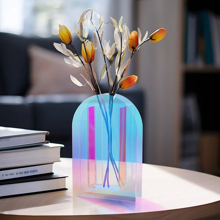 Navaris Dekovase Acryl Vase schillernd - transparente Blumenvase aus Acrylglas - Deko (1 St) – Bild 2