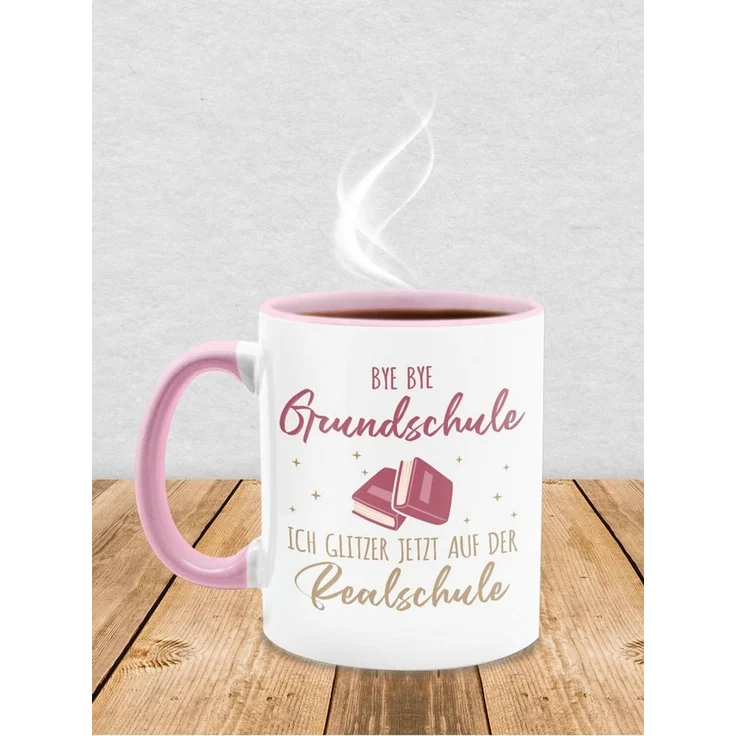 Shirtracer Tasse Bye Bye Grundschule ich glitzer jetzt auf der Realschule, Realschule, Keramik, Grundschulabschluss – Bild 4
