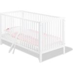 Pinolino 'Lenny' Kombi-Kinderbett weiß, 70x140 cm, Kiefer massiv, mit 3 Schlupfsprossen, Lattenrost höhenverstellbar