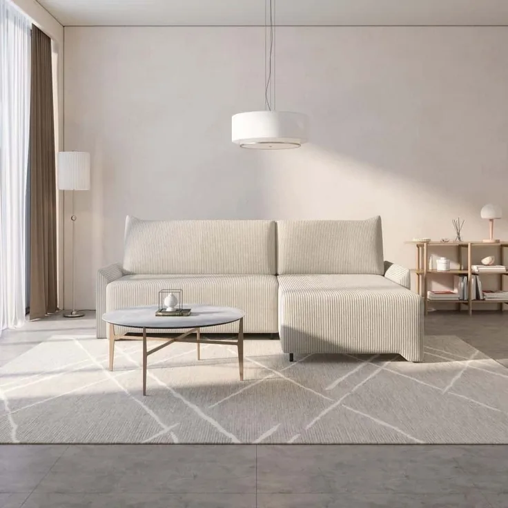 Ecksofa Loco Cord mit Schlaffunktion und Bettkasten | Jan-Art