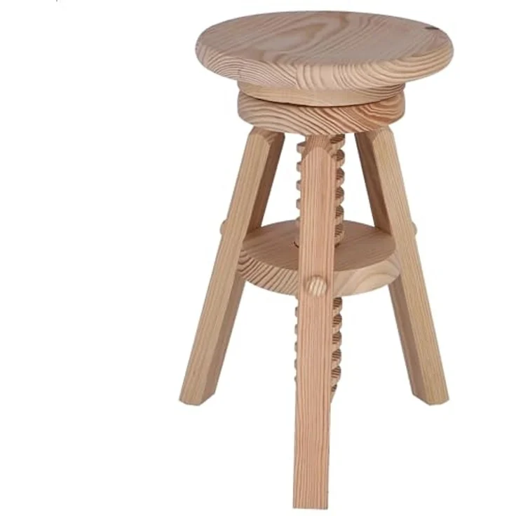 Aranaz Drehbarer Hocker aus Kiefer ohne Lack – Bild 6