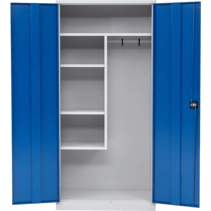 Putzmittelschrank, 92 x 195 x 42 cm, grau/blau – Bild 7