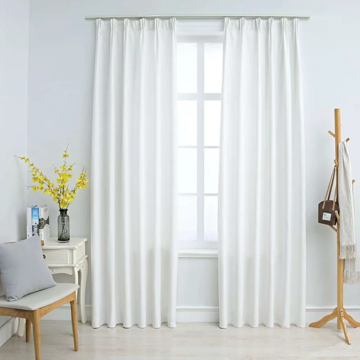 Verdunkelungsvorhänge | für Wohnzimmer & Schlafzimmer mit Haken 2 Stk. Grauweiß 140x245 cm – Bild 2