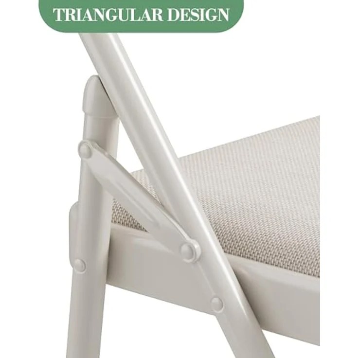 GarveeHome 2/4er Set Klappstühle Mit Polster & Rutschfesten Füßen | Faltbare Metallstühle Für Zuhause, Büro & Events | Platzsparende Stapelstühle Für Innen & Außen – Grau, Beige, Rot – Bild 4