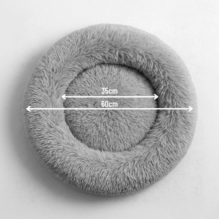 belviona Donut-Hundebett, kuscheliges Plüschbett mit weicher Füllung, sicherem Halt & ergonomischem Rand, 60 cm Durchmesser, hellgrau – Bild 4