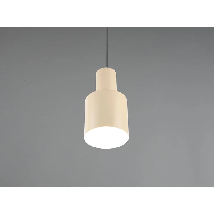 Kleine LED Pendelleuchte mit Metall Lampenschirm Beige, Ø 12cm – Bild 7