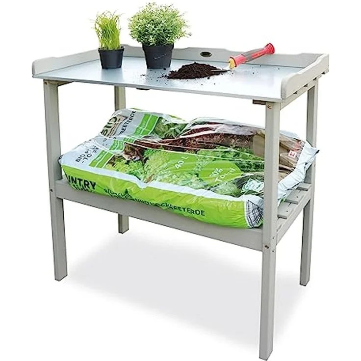 HABAU Pflanztisch mit Arbeitsplatte aus Metall und Ablagefläche, 78 x 38 x 85 cm – Bild 1