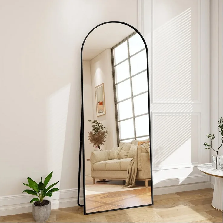 PXloue Ganzkörperspiegel Großer Ganzkörperspiegel, modernes Design, freistehend für Wohnzimmer, Spiegel Rund,Industrial Wandspiegel, für Schlafzimmer Badezimmer