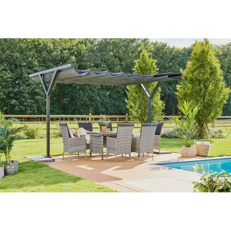 Primaster Raffpavillon Easy 3x3,6m Pavillon anthrazit Sonnenschutz Gartenzelt – Bild 3